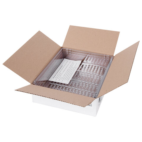 Лотки горизонтальные для бумаг, КОМПЛЕКТ 3 шт., 340х270х70 мм, прозрачный, BRAUBERG "Office", 237258