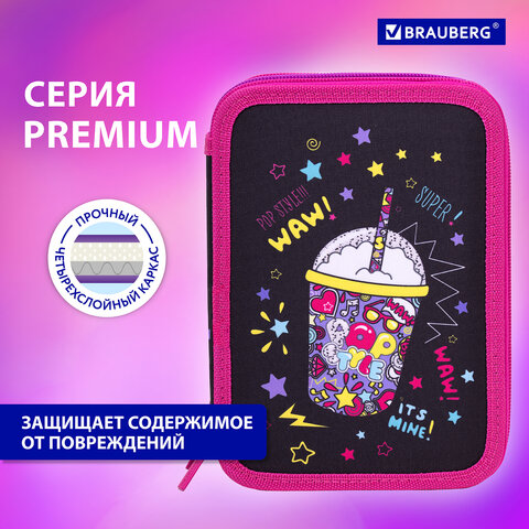 Пенал BRAUBERG, 3 отделения, полиэстер, 21х14 см, "Pop Style", 271550