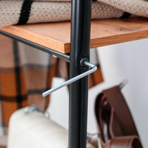 Вешалка-стеллаж "Скандинавия-1", 1470х1100х385 мм, 5 полок, металл/ЛДСП, черная/дуб, ГСС1 Ч