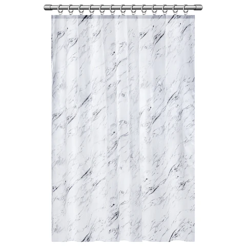 Шторка для ванной ПОЛИЭСТЕР, 180х200 см, кольца в комплекте, БЕЛЫЙ МРАМОР, PRIMILA (ПРИМИЛА), 700084