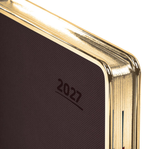 Ежедневник датированный 2027, А5, 148х218 мм, GALANT "Infinity Gold", под кожу, темно-коричневый, 118064