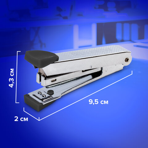 Степлер №10 металлический BRAUBERG "Classic-M", до 15 листов, с антистеплером, черный, 227626