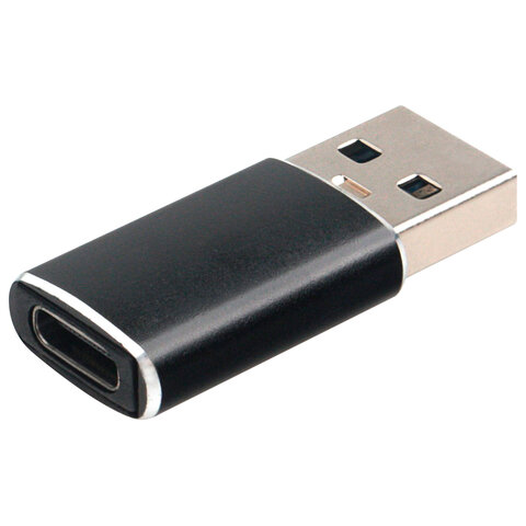 Переходник USB 3.1 AM/Type-C (F), CABLEXPERT 5 Гбит/с, QC3.0, металлический корпус, Pro, черный, A-USB3.1-AMCF