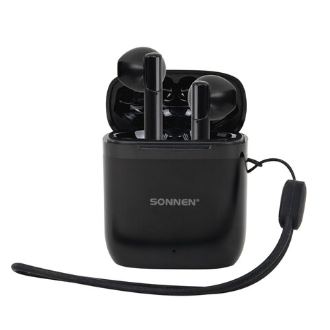 Наушники беспроводные TWS вкладыши с микрофоном, SONNEN EP-BH10B, Bluetooth 5.3, черные, 514122