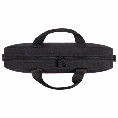 Сумка портфель HEIKKI MAXIMUM (ХЕЙКИ) с отделением для ноутбука 17,3", черная с красной вставкой, 34х44х6 см, 272591