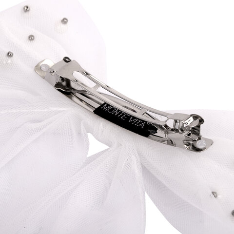 Заколка для волос 16х14 см, баретте с бантом и бусинами, белый, MONTE VITA (МОНТЕ ВИТА), 457120