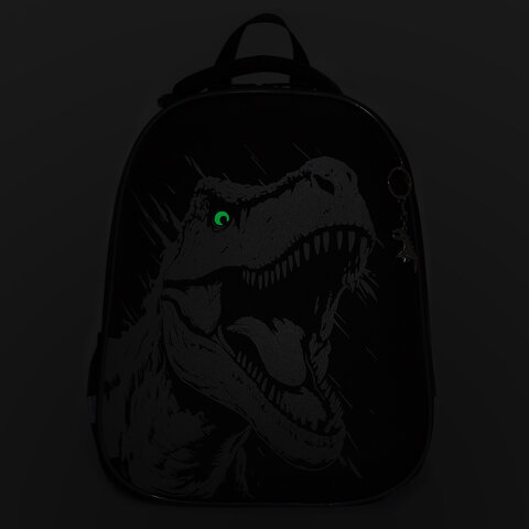Ранец BRAUBERG SHINY, 2 отделения, с брелком, Scary dino, СВЕТЯЩИЙСЯ РИСУНОК, 38х28х14 см, 273143