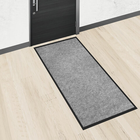Коврик придверный 90х150 см, СЕРЫЙ, влаго-грязезащитный, 300 г/м2, мелкий рубчик, PRIMILA (ПРИМИЛА) STANDARD, 701021