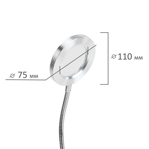 Лупа настольная на прищепке с LED-ПОДСВЕТКОЙ, диаметр 75 мм, увеличение 3, BRAUBERG, 455931