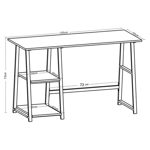 Стол на металлокаркасе BRABIX "LOFT CD-006", 1200х500х730 мм, 2 полки, цвет дуб антик, 641225