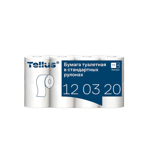 Бумага туалетная Tellus/TORK (Система T4) PREMIUM, спайка 8 рулонов по 23 метра, 2-слойная, белая, 120320