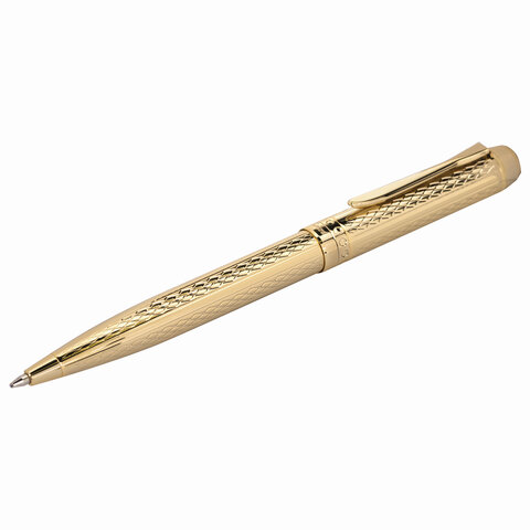 Ручка подарочная шариковая GALANT "Graven Gold", корпус золотистый с гравировкой, золотистые детали, пишущий узел 0,7 мм, синяя, 140466
