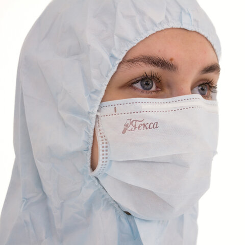 Комплект одноразовой одежды защитный КХ-87 (комбинезон, бахилы, маска), размер 56-58, ГЕКСА