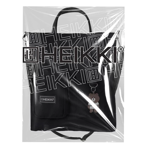 Сумка шоппер HEIKKI EQUIP (ХЕЙКИ), канвас, карманы, 38х35 см, черный, 272441