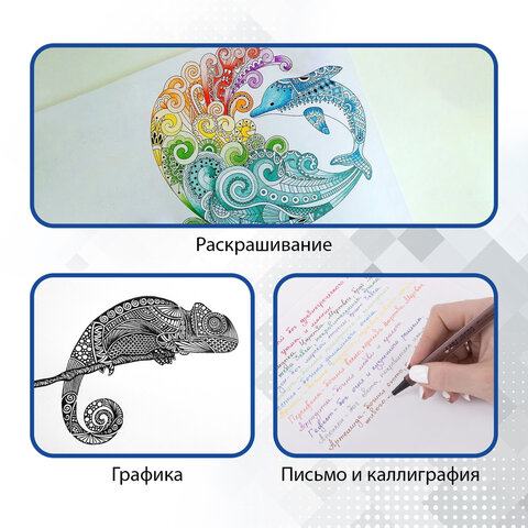 Набор капиллярных ручек (линеров) BRAUBERG 12 шт., АССОРТИ, "Aero", трехгранные, металлический наконечник, линия письма 0,4 мм, 141525