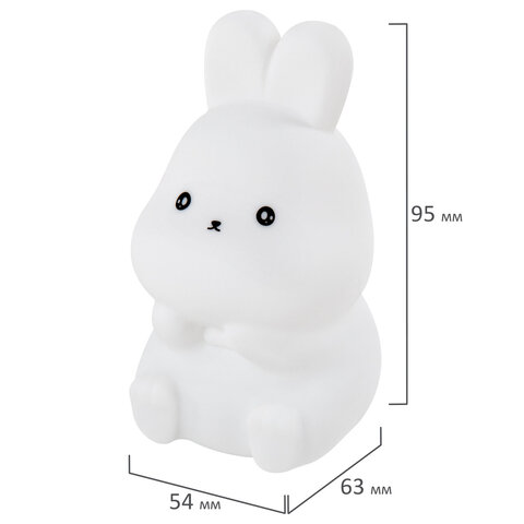 Ночник силиконовый LED "Зайчик" 54x63x95 мм, белый свет/RGB, на батарейках (в комплекте), DASWERK (ДАСВЕРК), 238933
