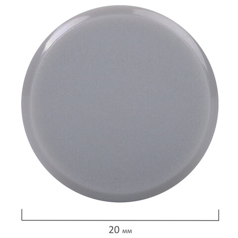 Магниты СУПЕРМОЩНЫЕ НЕОДИМОВЫЕ 20 мм (МАЛОГО ДИАМЕТРА), НАБОР 6 шт., серые, BRAUBERG "HEAVY DUTY", 237485