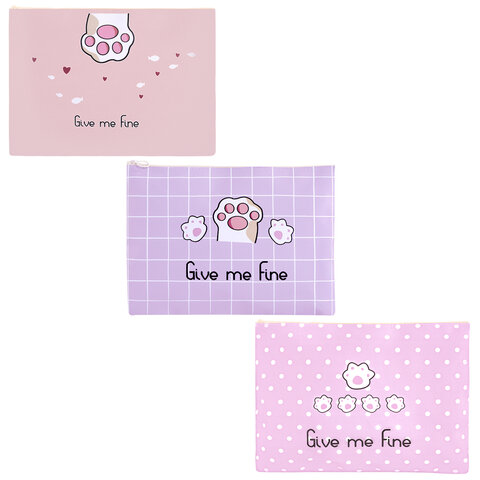 Папка для тетрадей ПИФАГОР А4, 1 отделение, ПВХ, на молнии, ассорти, "Pawesome", 32x23 см, 273829