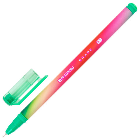 Ручка гелевая BRAUBERG GRADE NEON, ЧЕРНАЯ, игольчатый узел 0,5 мм, линия письма 0,3 мм, 144285