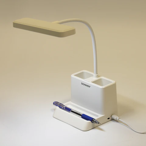 Настольная лампа / светильник беспроводная SONNEN PT-302, органайзер, USB, LED, 3 Вт, 3 режима, 238783