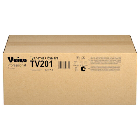 Бумага туалетная VEIRO (Система T3), КОМПЛЕКТ 30 шт., Comfort, листовая, 250 листов, 21х10,8 см, 2-слойная, TV201
