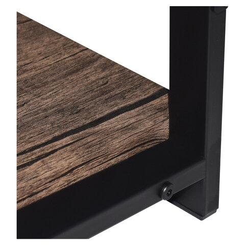 Стол на металлокаркасе BRABIX "LOFT CD-006", 1200х500х730 мм, 2 полки, цвет морёный дуб, 641224