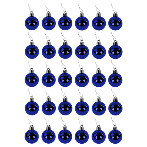 Шары ёлочные 30 шт., 4 см, "Solid Color", пластик, СИНИЕ, глянец, ЗОЛОТАЯ СКАЗКА, 592495