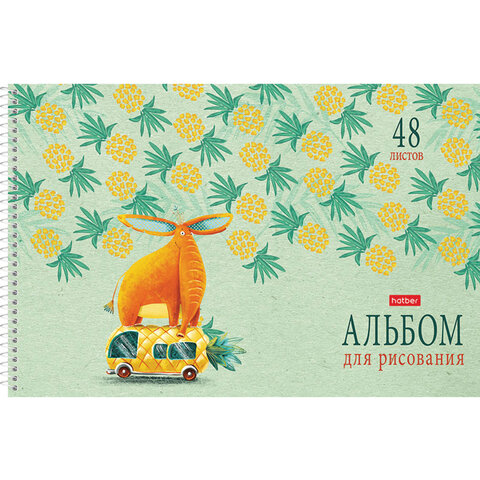 Альбом для рисования А4 48 л., спираль, обложка картон, HATBER, 205х290 мм, "Счастливчики" (4 вида), 067355, 48А4Всп