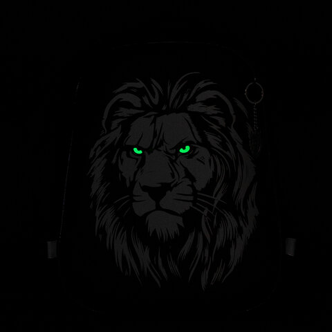 Ранец BRAUBERG SHINY, 2 отделения, с брелком, "Savage lion", светящийся рисунок, 38х28х14 см, 272039