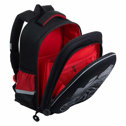 Ранец GRIZZLY анатомическая спинка, c бейджем, для мальчиков, "NIGHT RACE", 36х28х20 см, RAz-287-8/1