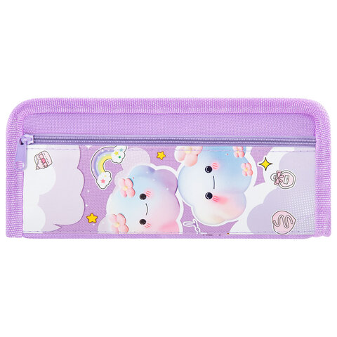 Пенал ЮНЛАНДИЯ ЮНИОР, 2 отделения, полиэстер, "Purple clouds", 21х8х6 см, 273810