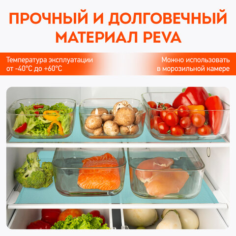 Коврики универсальные 6 шт., 30х45 см, для холодильника, полок, сервировки, бирюзовый, DASWERK (ДАСВЕРК), 609606