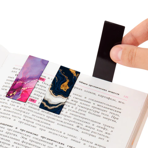Закладки для книг МАГНИТНЫЕ, "АССОРТИ 5 ДИЗАЙНОВ ABSTRACTION", 6 штук, 60x20 мм, FUNSTER (ФАНСТЕР), 116653