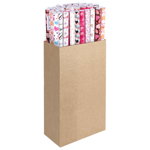 Бумага упаковочная подарочная мелованная "Love Story", 70x100 см, 10 дизайнов ассорти, ЗОЛОТАЯ СКАЗКА, 591916