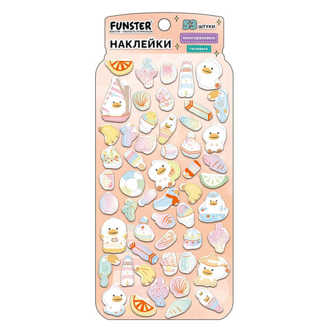 Наклейки гелевые "Вкусный микс", 17,5х9 см, ассорти 6 видов, FUNSTER (ФАНСТЕР), 666082