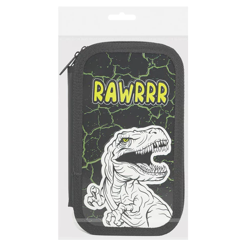 Пенал ЮНЛАНДИЯ, 2 отделения, ламинированный картон, конгрев, 19х11 см, "RAWR", 271538