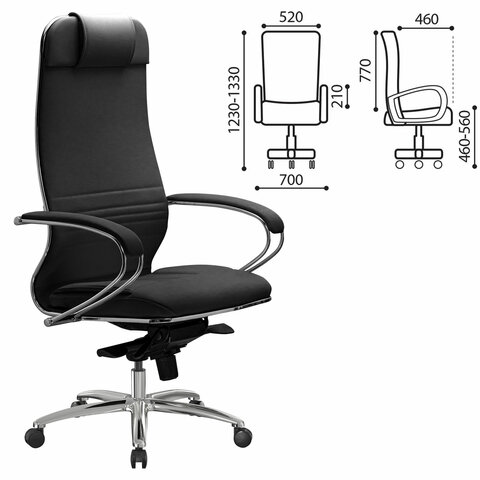 Кресло офисное МЕТТА "SAMURAI" KL-1, экокожа, черное