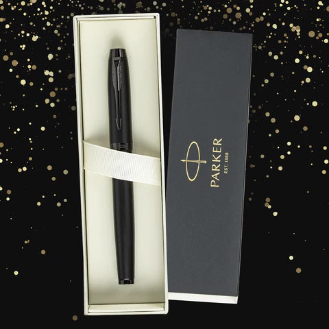 Ручка перьевая PARKER "IM Achromatic Black BT", ежедневник А5 черный, пакет, 880901