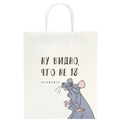 Пакет подарочный (1 штука) 26х13х32 см (L) "Woman Funny Notes", ассорти, крафт, ЗОЛОТАЯ СКАЗКА, 700822