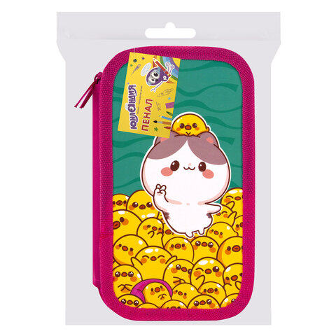 Пенал ЮНЛАНДИЯ, 3 отделения, картон с эффектом soft-touch, 19х11 см, "Duck tales", 273500