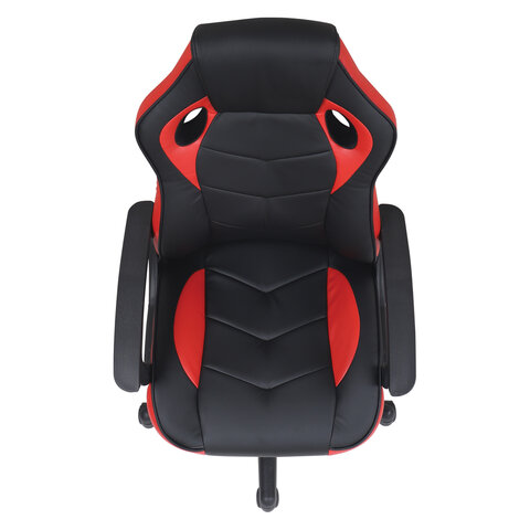 Кресло компьютерное BRABIX "Fighter GM-008", экокожа, черное/красное, 532506