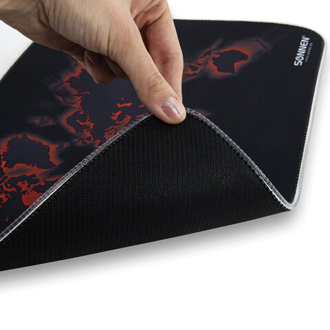 Коврик для мыши SONNEN "LIGHTING", резина+ткань, 350х270х4 мм, чёрный, 513316