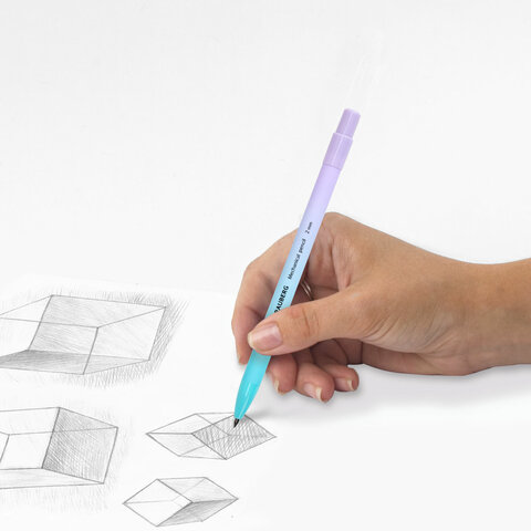 Карандаш механический цанговый 2 мм, BRAUBERG "Grade" PASTEL, HB, встроенная точилка, корпус ассорти, 181961