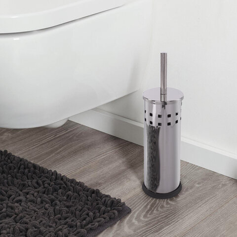 Ершик для унитаза с подставкой, нержавеющая сталь, зеркальный, LAIMA, 601616