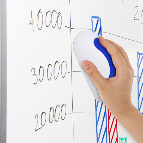 Стиратель магнитный для магнитно-маркерной доски (65х125 мм), BRAUBERG "JET", бело-синий, 238791