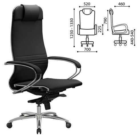 Кресло офисное МЕТТА "SAMURAI" K-1, экокожа, черное