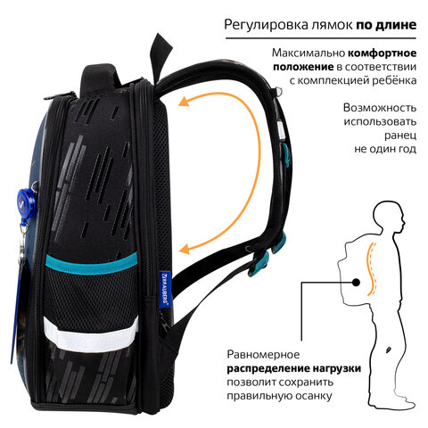 Ранец BRAUBERG FIT, 2 отделения, Speed increase, 38х27х14 см, 273109