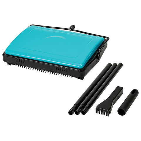 Щетка-веник-пылесос механическая для пола и ковровых покрытий, металл, чёрно-бирюзовая, DASWERK (ДАСВЕРК), 608948