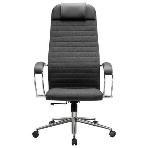 Кресло офисное МЕТТА "К-27" хром, ткань, сиденье и спинка мягкие, серое