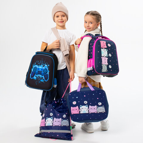 Ранец BRAUBERG KIDS START, 1 отделение, 2 кармана, Digital gamepad, 3D-панель, 35х26х13 см, 273152